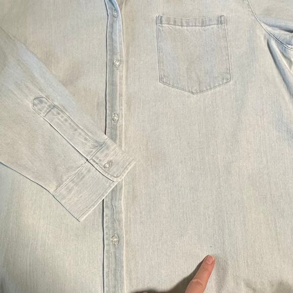 Quince Distressed Denim Shirt Dress.Size XL Light Chambray Blue - Picture 4 of 8